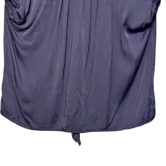Cloth & Stone Button Down Tie Waist Boxy Lightweight Navy Blue Short Sleeve Top - Picture 7 of 9